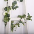 thumbnail image 2 of Efavormart 5.5ft | Artificial Eucalyptus Leaf Table Garland With 7 White Rose Flower Heads, Floral Greenery Hanging Vines, 2 of 10
