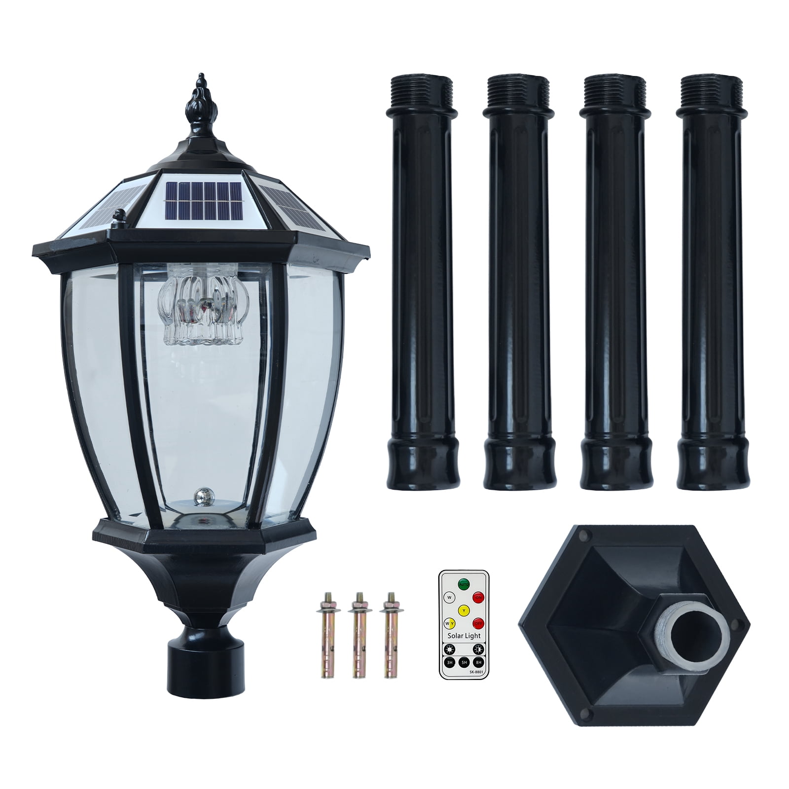 bokifol 70" Solar Lamp Post Light,Solar Light Posts for Outside Waterproof,Outdoor Lamps for Patio,Backyard,Front Porch Decor,Warm White,Replaceable Bulb