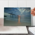 thumbnail image 2 of Landscape Cutting Board, Sunbeams and Old Bridge at Pilai Beach Sunset Thailand Tropical Seascape Picture, Decorative Tempered Glass Cutting and Serving Board, Small Size, Grey Beige, by Ambesonne, 2 of 5