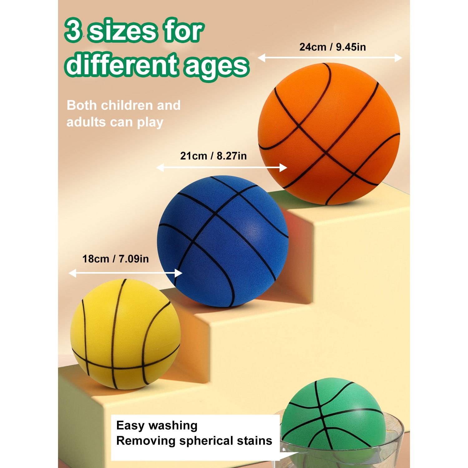 Ballon De Basket Silencieux En Mousse - Pour L'intérieur, Diamètre 24 Cm, Faible Bruit - 9