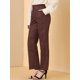 thumbnail image 4 of Allegra K Pantalones Largos De Pierna Recta De Tartán A Cuadros Casuales De Cintura Alta Para Mujer Rojo marrón XL, 4 of 6