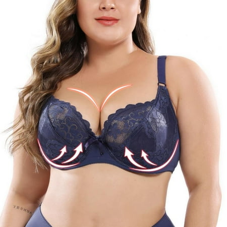 

Big Size Bra For Women Lace Underwire Bra Underwire Embroidery Lace Perspective Bras Women Lingerie Non Padded 36D/E-46D/E
