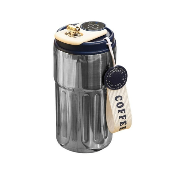 Insulated Drinkware with Temperature Gauge 450ml Thermal Cup with Leak-proof Lid Temperature Display Insulated Mug for Hot Beverages for Home