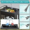 thumbnail image 5 of Esheno Stainless Steel Freestanding Utility Sink Cold Hot Faucet Hoses Drain Kit For Backyard Bathroom Black 41.7in, 5 of 8