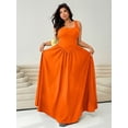 thumbnail image 4 of Orange Plus Size Sleeveless Square Neck A-Line Maxi Dress For Women Summer Flowy Long Dress, 4 of 7