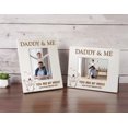 thumbnail image 3 of Darling Souvenir MADE WITH LOVEPersonalized WoodEngraved Dads Picture Frame, Table Top WhitePhotoFrame (Daddy & Me You Are My Hero!) Customizable Quote - 4x6 Inches Vertical, 3 of 8