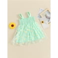 thumbnail image 4 of vera natura Baby Kids Girl’s Slip Dress, Sleeveless Flowers Print Pleated Summer Tulle Dress Princess Dress, 4 of 8