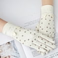 thumbnail image 3 of HEVIRGO Women Rabbit Ear Dotted Thin Cotton Anti UV Slip Driving Gloves, 3 of 10