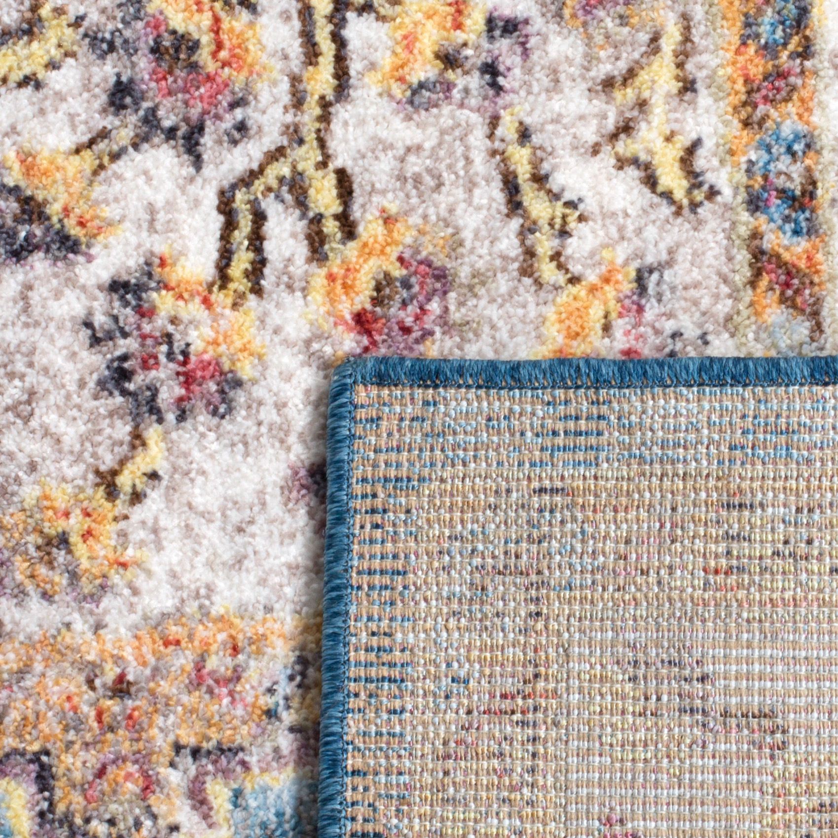 SAFAVIEH Bristol Erica Oriental Polyester Area Rug, Blue/Ivory, 6' x 9'