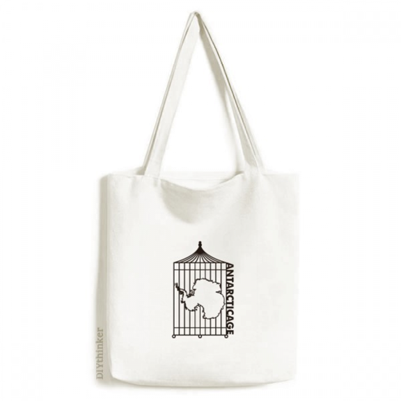 Map Cage Continent Antarctica Tote Canvas Bag Shopping Satchel Casual Handbag