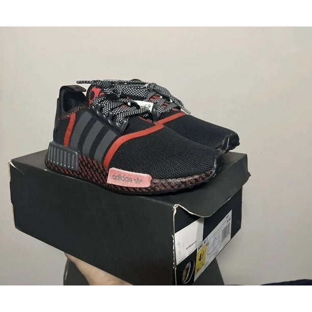 Adi - das Mens NMD R1 Shoes Size US 4.5 Black Red Gray Lace Up Boost Print Runner