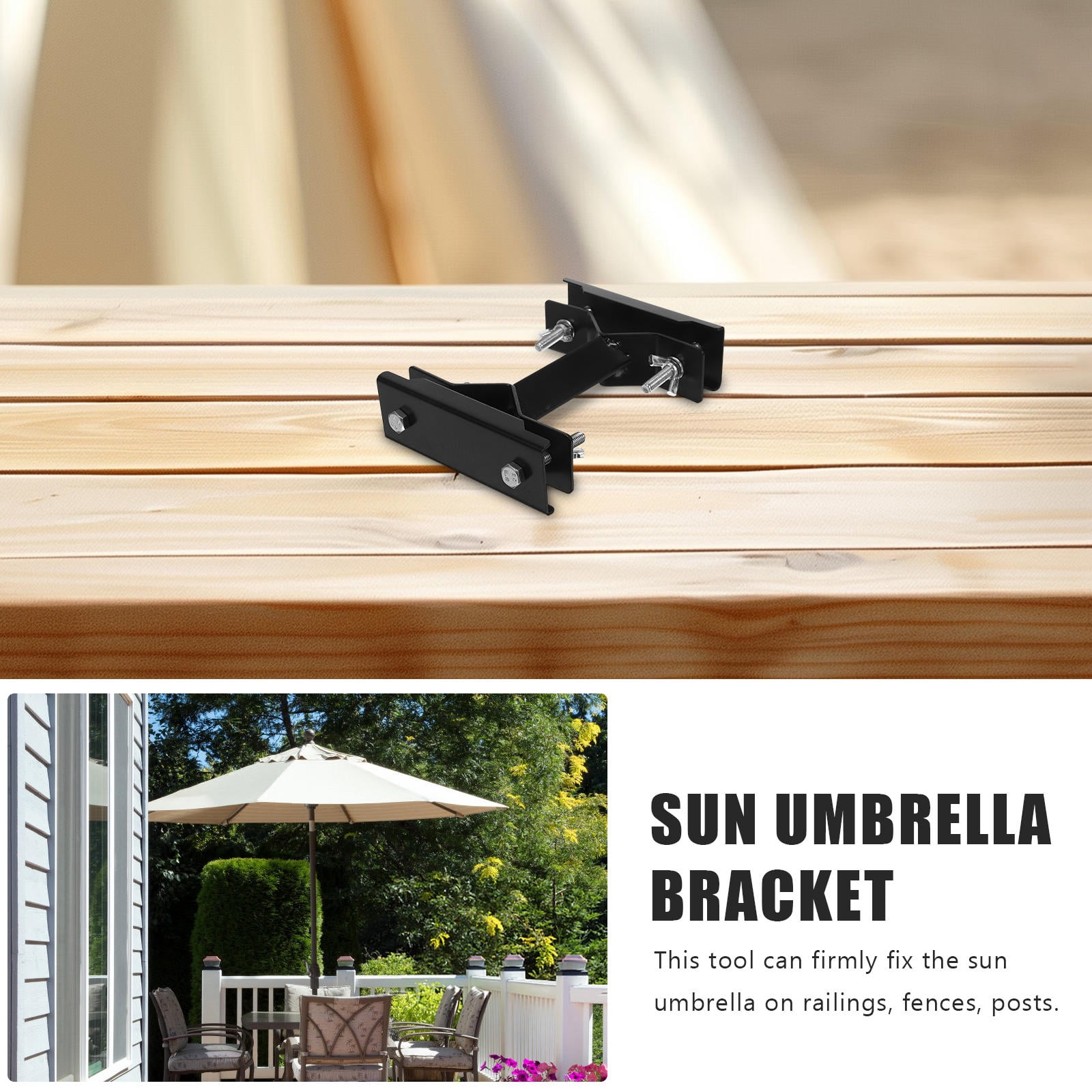 Masteelf 3-Pack Heavy Duty Outdoor Umbrella Clamp Stand Holder, Parasol Mount Clip Bracket for Secure Fixed Umbrella Support