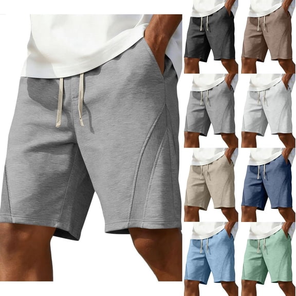 Bxsruta Men's Lightweight Drawstring Athletic Shorts Nylon Spandex Blend with Pockets for Casual Wear and Workout