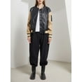 thumbnail image 4 of xiaxaixu Women Baseball Jacket, Long Sleeve Baseball Collar Zipper Closure Patchwork Varsity Jacket Fall Clothes with Pockets, 4 of 6