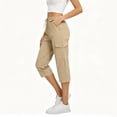 thumbnail image 7 of Lenpel Hiking Cargo Capri Pants for Women Tapered Drawstring Elastic Waist Cropped Trousers Lightweight Solid Color Capris with Pockets, 7 of 7
