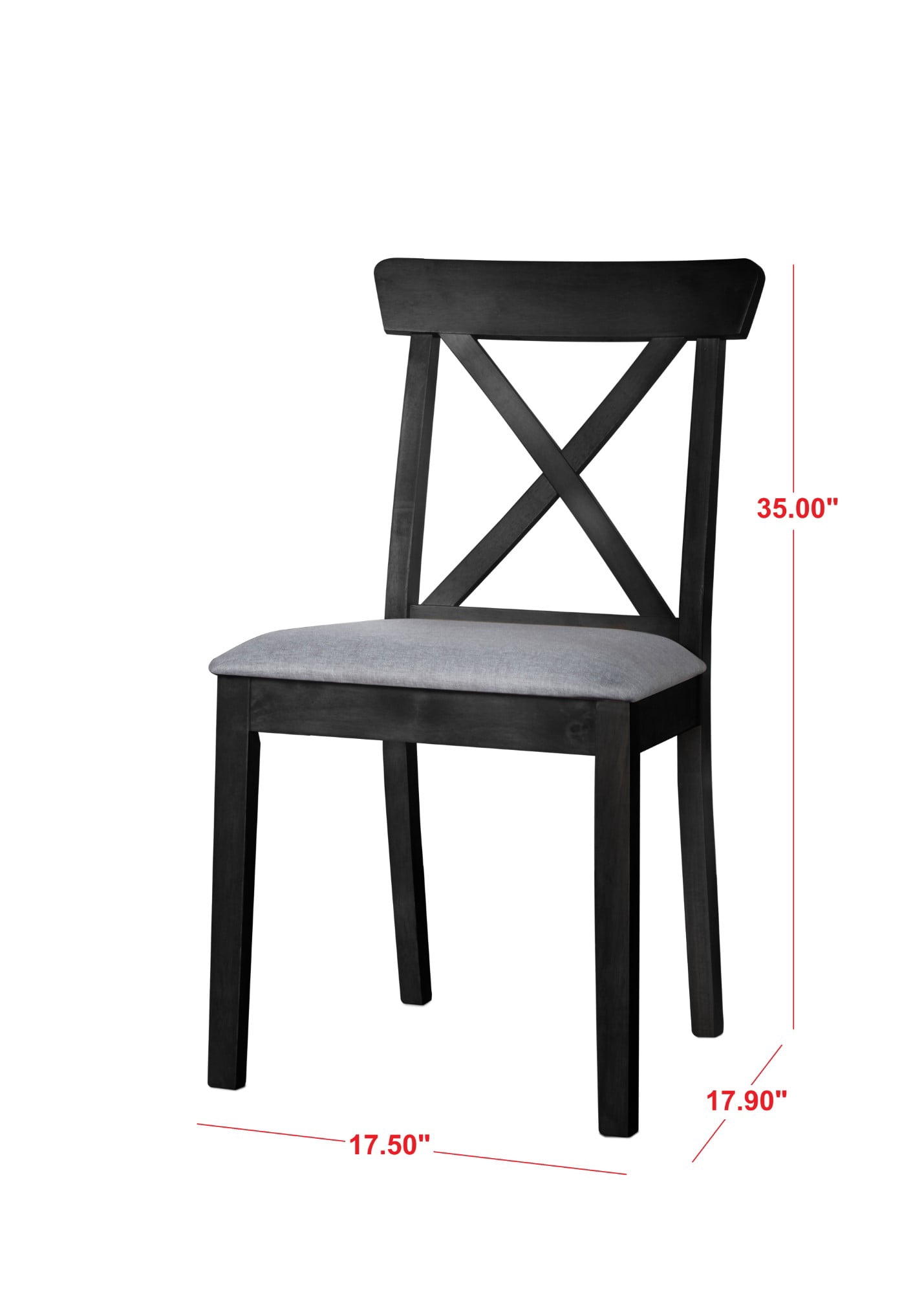 Home Design Beckley Gray/Black Cross-Back Dining Chair Set of 6 with Cushioned Seats, Wood Frame, Modern Style, Comfortable Adult Seating, Easy to Clean