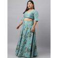thumbnail image 3 of XL LOVE By Janasya Women's Sea Green Poly Silk Foil Printed Lehenga Choli With Scarf, 3 of 8