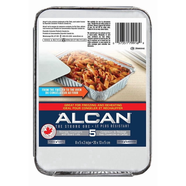 ALCAN® Essentials Aluminum Bakeware Storage Containers with Board Lids, 5 Count