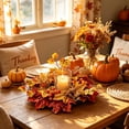 thumbnail image 5 of FeiFu Fall Candle Ring Wreath Artificial Sunflower Pumpkin Maple Leaves Centerpiece for Pillar Candle Holders Autumn Harvest Table Decor Home Party Thanksgiving Corona de Vela de Otoño, 5 of 6
