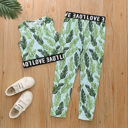 

CHGBMOK Clearance Toddler Kids Baby Girls Summer Sleeveless Top Flower Print Trousers Clothes Set
