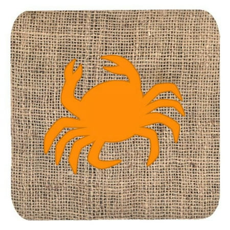 

Crab Burlap And Orange Foam Coasters - Set 4 3.5 x 3.5 In.
