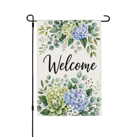 Garden Flag Welcome Sign with Floral Design for Outdoor Decor 12X18 inch