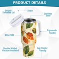 thumbnail image 2 of Yayeee 40oz Double-Wall Insulated Stainless Steel Tumbler with Handle Bottle, Beige Leaves, 2 of 8