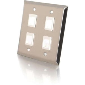 4PORT STAINLESS STEEL DUAL GANG FACEPLATE