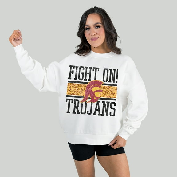 Women's Gameday Couture White USC Trojans Fair Catch Pullover Sweatshirt