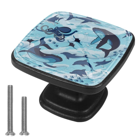 4 Pcs Cabinet Handle Drawer Pulls Octopus Knobs with Screws Square Furniture Office Cabinet Knob Decoration