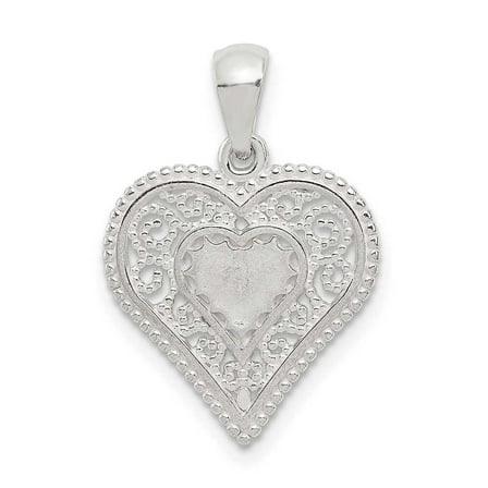 Sterling Silver Polished Filagree Heart Pendant