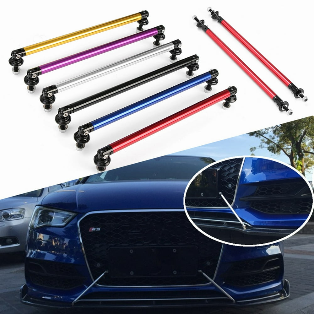 Universal Adjustable Red Bumper Lip Splitter Strut Rod Tie Support Bars