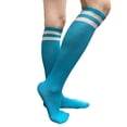 thumbnail image 2 of COUVER Womens 2 Striped Cotton Knee High Tube Socks Sky Blue White 2 Pairs (Womens), 2 of 8