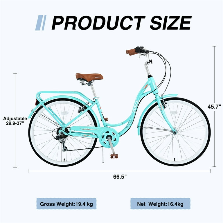 26” SHIMANO 7 Speed Women's Bicycle, Multiple Colors Beach Cruiser