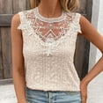 thumbnail image 7 of ITSAME Women's Tank Tops, Lace Round Neck Elegant Dressy Hollow Out Summer 2025 Sleeveless Blouse Beige S, 7 of 7