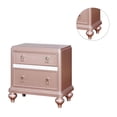 thumbnail image 3 of Simple Relax 2 Drawers Wooden Nightstand with Mirror Trim Rose Gold, 3 of 5