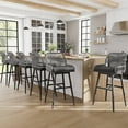 thumbnail image 2 of MEISSALIVVE Set of 6 Rattan Swivel Bar Stools, 30" Counter Height with Woven Rope Back, Cushioned Patio Bar Chairs for Kitchen, Garden, Gray, 2 of 7