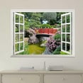 thumbnail image 2 of wall26 Modern White Window Looking Out Into a Red Bridge Over a Lake Surrounded by Beautiful Trees - Wall Mural, Removable Sticker, Home Decor - 36x48 inches, 2 of 5