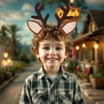 thumbnail image 2 of FYEGRE Deer Headband For Kids Festive Holiday Party Outfit With Elegant Bow Tie And Detachable Tail Piece Coffee One Size, 2 of 8