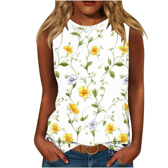 Cilsoka Women's Tank Tops Summer Sleeveless Tunic Tops Shirts Blouses Round Neck Loose Fit ,Fashion Clothing for Women