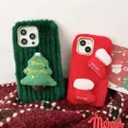 thumbnail image 2 of ZHaobin New Year Merry Christmas Tree Plush Boots Phone Case for iphone 16 15 Pro Max Red Hairy Warm Fur Soft Cover (For iphone 15,green), 2 of 7
