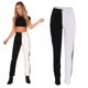 thumbnail image 2 of Pantalones vaqueros de cintura alta con bloques de color para mujer, pantalones vaqueros de pierna recta de dos tonos, pantalones vaqueros elásticos clásicos con bloques de color (XXL, negro), 2 of 5