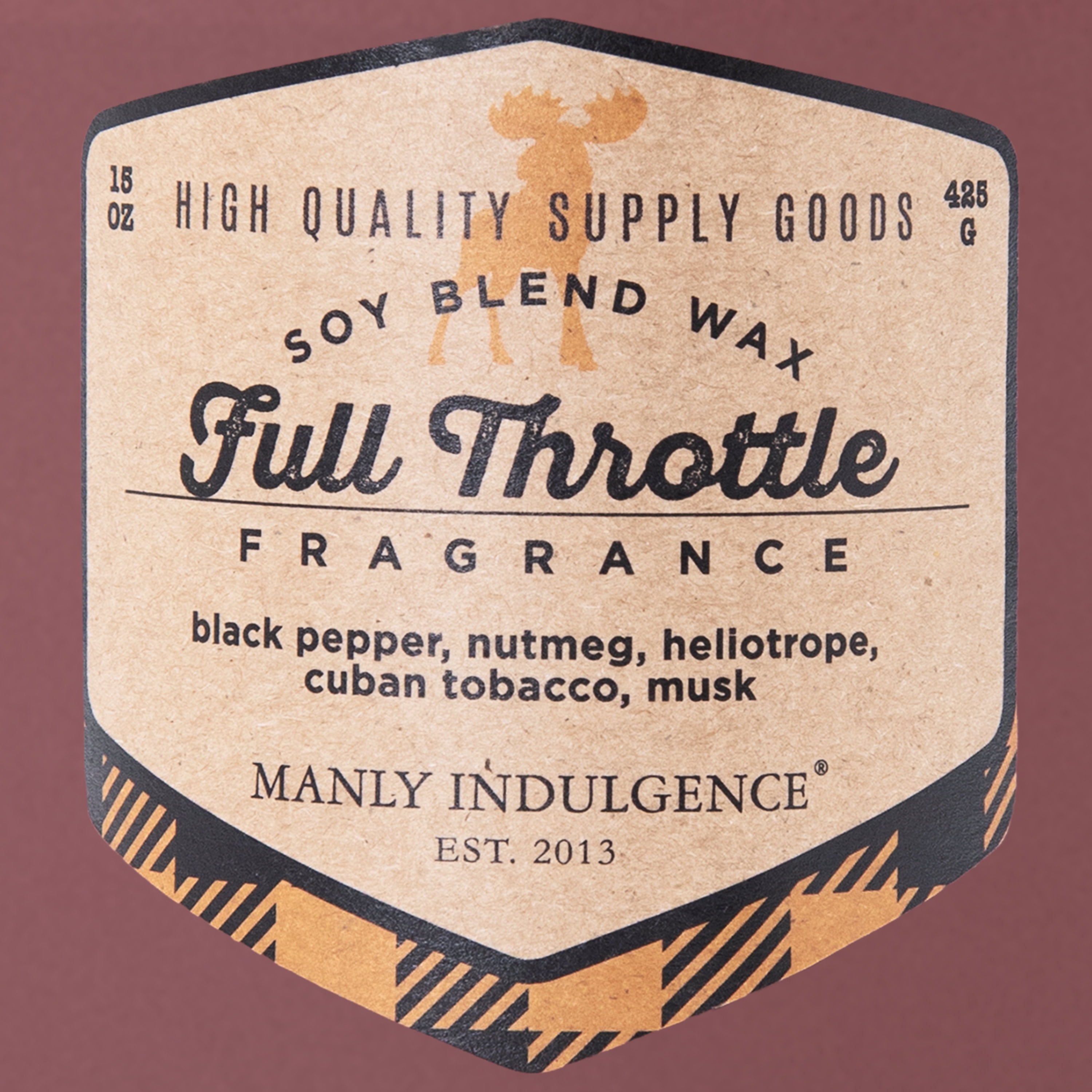 Manly Indulgence Full Throttle Scented Jar Candle, Premium Scented Candles for Men with High Fragrance and Premium Cotton Wick, Adventure Collection, 15 oz - Up To 60 Hours Burn
