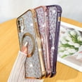 thumbnail image 4 of Designed for iPhone 11 Case,Compatible with MagSafe Cheetah Print Plating Cameratection Clear Phone Case, Magnetic Glitter Leopard Print for Women Girls Phone Case 6.1"-Purple, 4 of 11