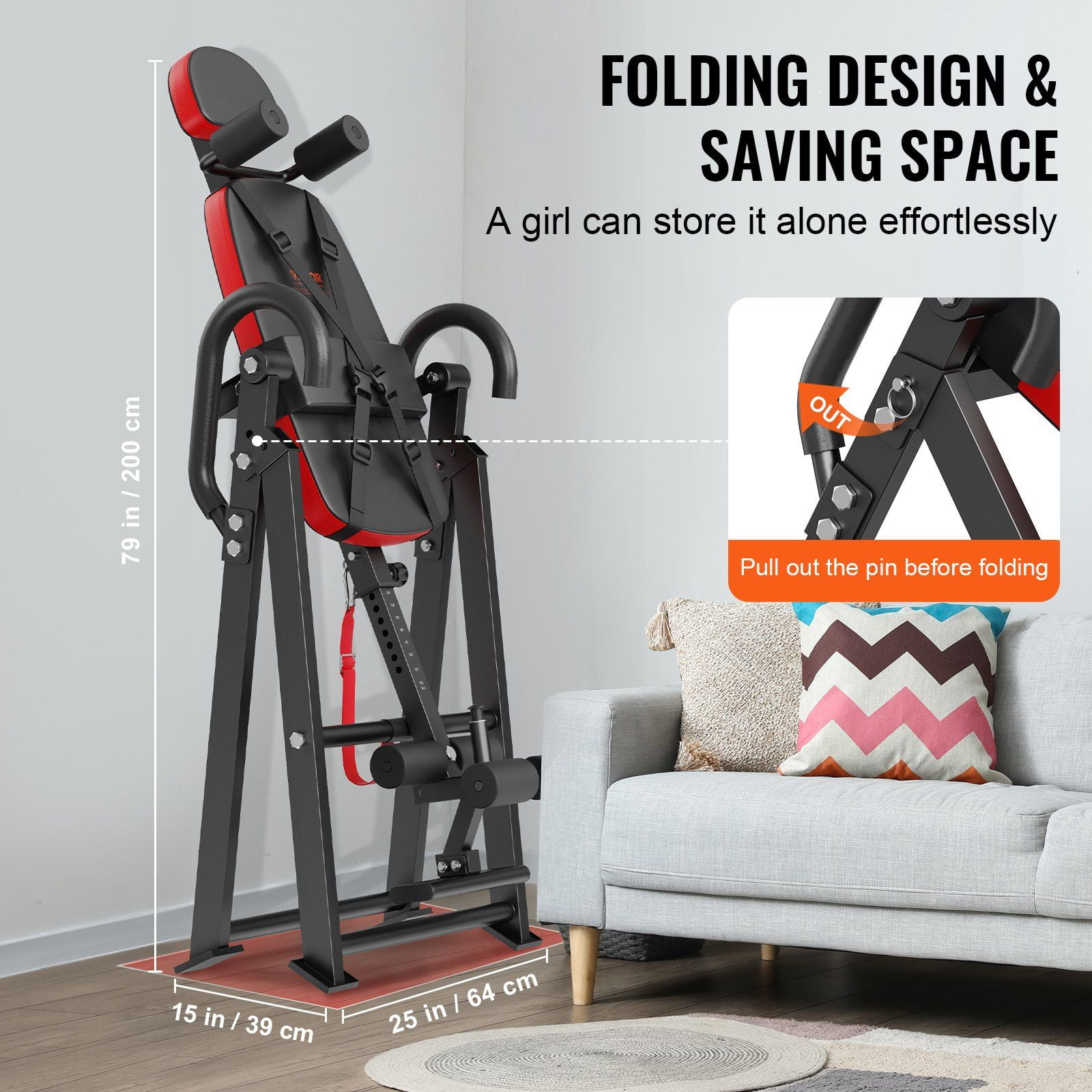 Foldable Inversion Table with Adjustable Settings - Home Strength Training & Back Pain Relief Equipment - Anti-Gravity Yoga & Hanging Exercise Bench