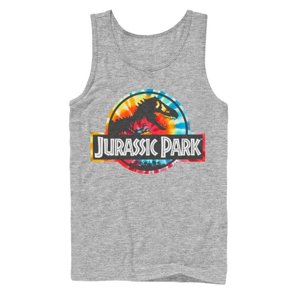 Men's Jurassic Park Groovy Tie-Dye Logo  Tank Top Athletic Heather X Large