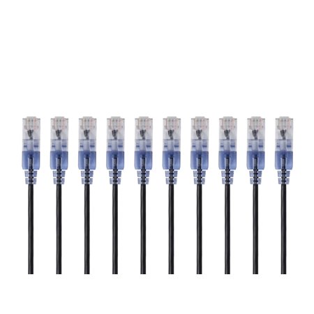 UPC: 0889028069448 | Monoprice SlimRun Cat6A Ethernet Patch Cable – Network Internet Cord – RJ45  Stranded  UTP  Pure Bare Copper Wire  30AWG  2ft  Black  10-Pack