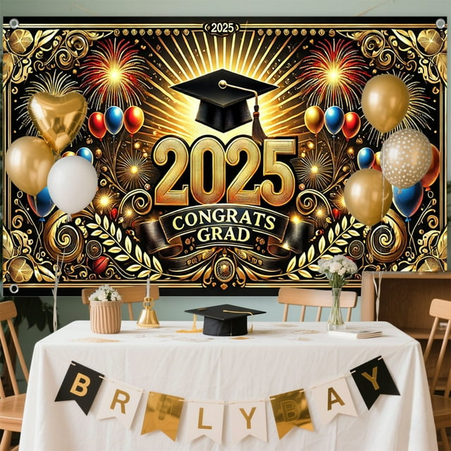 Xihbxyly Fondo de Graduación, Fondo Fotográfico de Poliéster, Decoración Resistente a Las Arrugas, Diseño Multicolor, Uso Versátil, Esencial para Fiestas de Graduación, Fácil Limpieza y Almacenamient