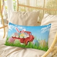thumbnail image 4 of Blue Green Easter Pillow Covers, Linen Long Throw Pillow Case, Spring Watercolor Eggs Bunny Red Truck Holiday Pillow Protector Decorative Cushion Cover for Living Room/Bedroom 20" x 30", 4 of 8