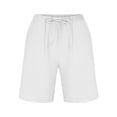 thumbnail image 2 of Stretch Cotton Linen Easy Shorts for Men Elastic Waistband Drawstring Shorts with Pockets Flat Front Linen Shorts Cotton Linen Casual Summer Lightweight Vacation Wear,White 3XL, 2 of 5